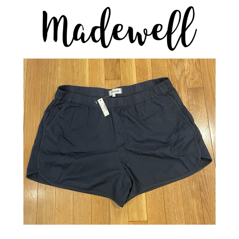 Madewell Cotton Pull on Shorts size Large Black Twill NEW Style G1000